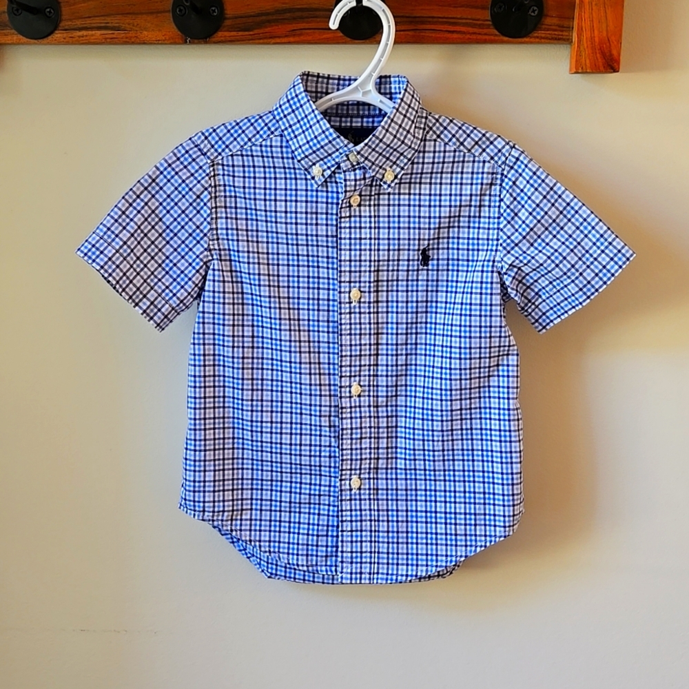 Ralph Lauren 3/3T blue plaid buttonup